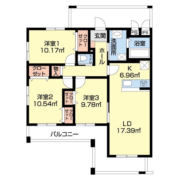 ロッシュ リーブル(3LDK/2階)の間取り写真