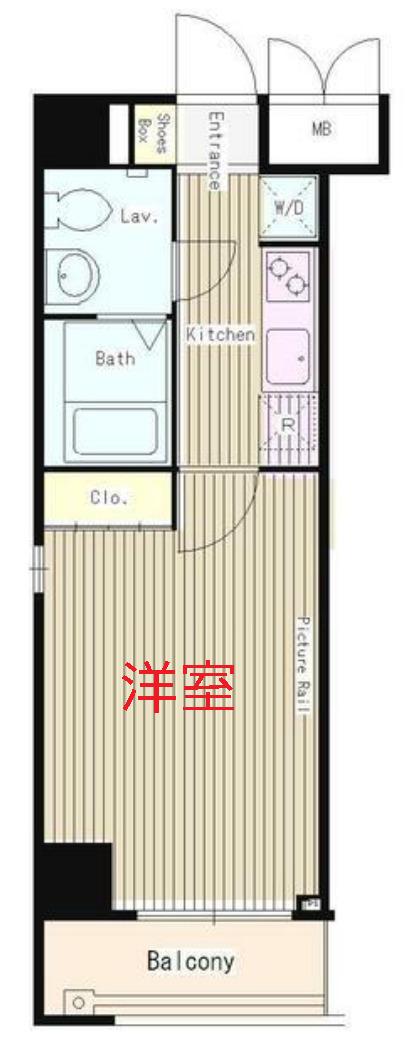 ハイトサーブル川崎(1K/2階)の間取り写真