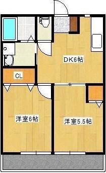 シティハイム八剱C(2DK/2階)の間取り写真