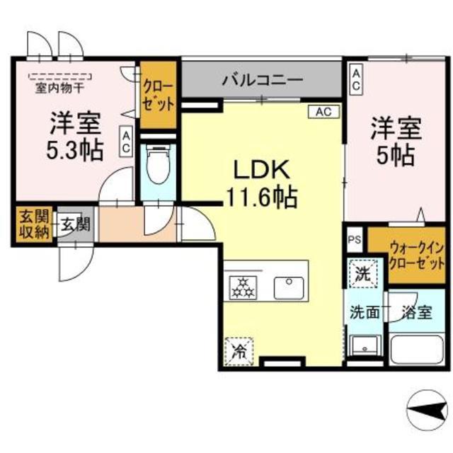 セレスティア柴又II(2LDK/3階)の間取り写真