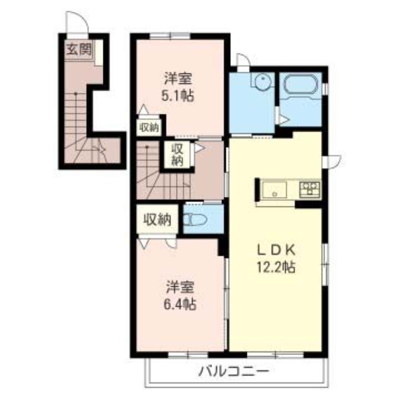 ジョォリィ メゾン(2LDK/2階)の間取り写真