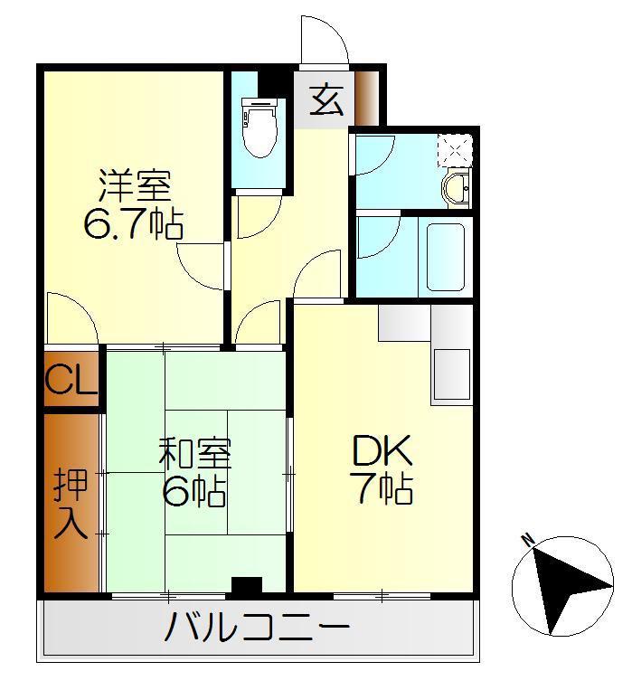 ライブコーポブンカ(2DK/2階)の間取り写真
