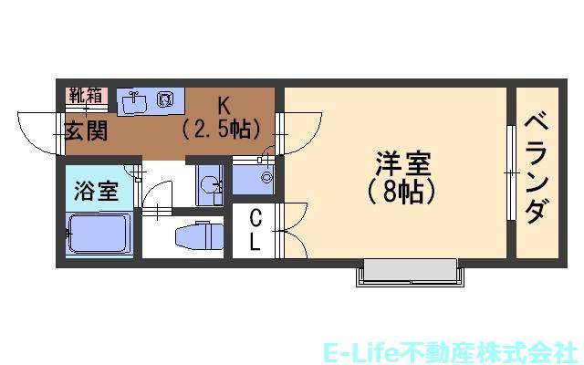 長嶺ポリフォニーハイツ(1K/1階)の間取り写真