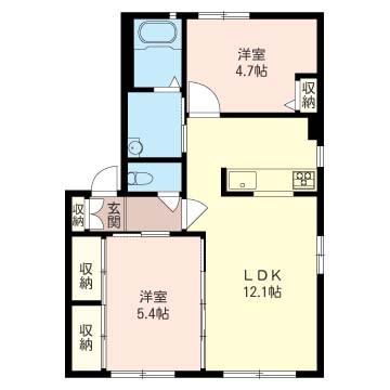 ラークスクエアII(2LDK/1階)の間取り写真