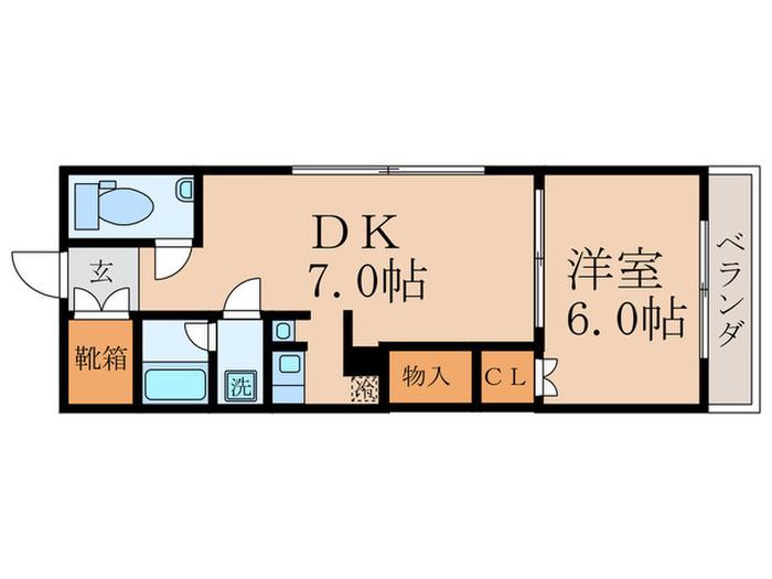 パインベルテ御陵(1DK/3階)の間取り写真
