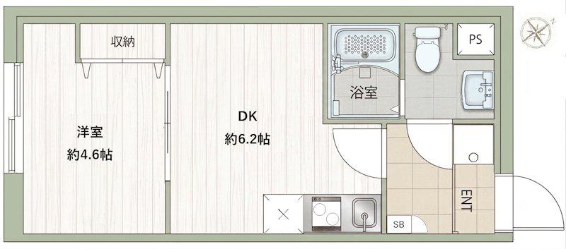 フラシア東武練馬(1DK/4階)の間取り写真