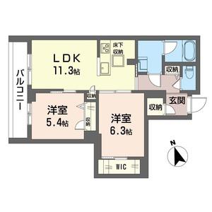 アーバングレイス(2LDK/1階)の間取り写真