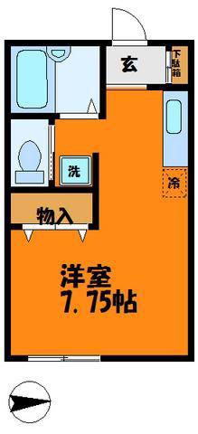 サザンコート1(ワンルーム/1階)の間取り写真