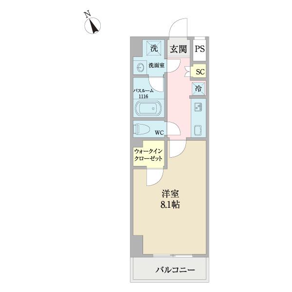 コントレイルりんくう常滑(1K/5階)の間取り写真