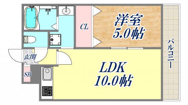 アメシストコート西北(1LDK/2階)の間取り写真