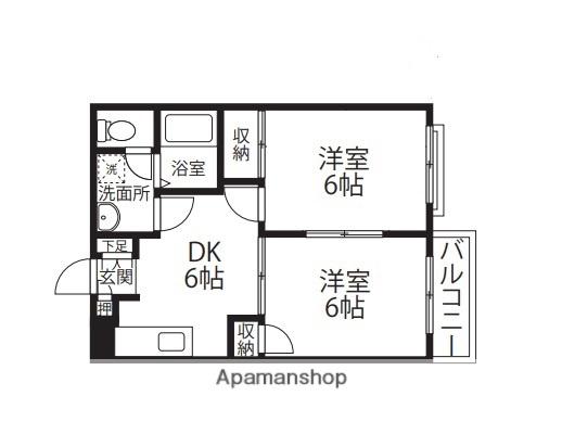 イーストヒルズ(2DK/1階)の間取り写真