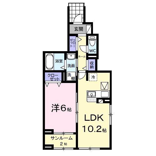 サンリット ヒル(1LDK/1階)の間取り写真
