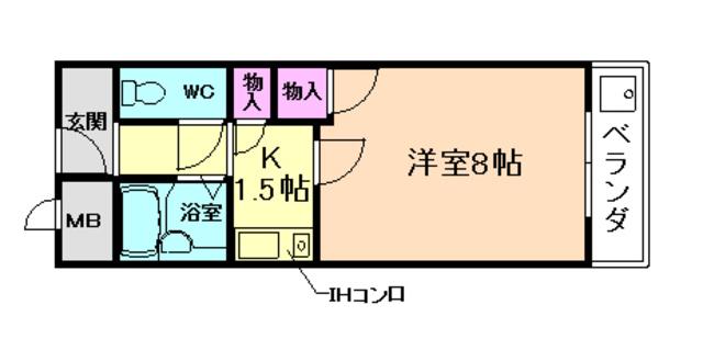 オリエントシティ池田(1K/2階)の間取り写真
