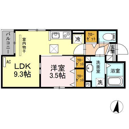 CASSER(1LDK/1階)の間取り写真