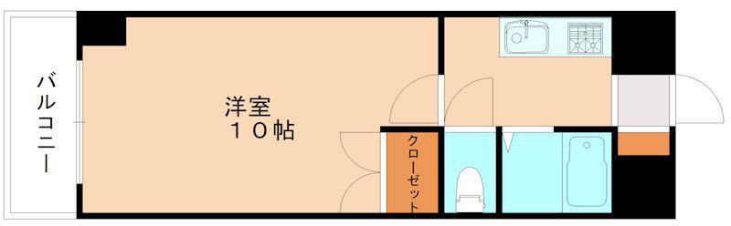 ウインズ竪町(1K/3階)の間取り写真