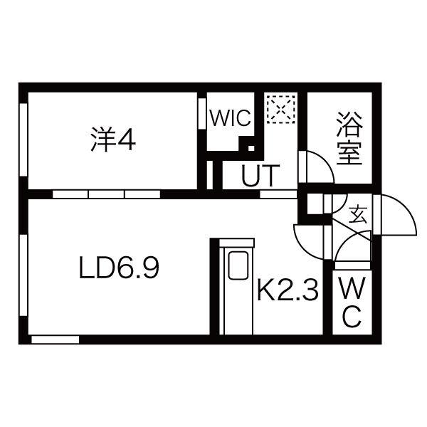 SANREMO豊平(1LDK/1階)の間取り写真
