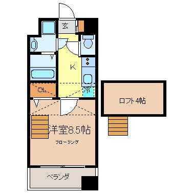 ピュアレジデンス(1SK/5階)の間取り写真