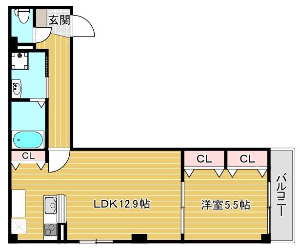 ソリティア芦屋西(1LDK/3階)の間取り写真