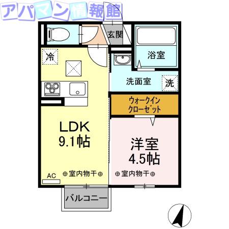 ザンスカール(1LDK/2階)の間取り写真