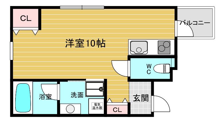 MATERIAL段上(ワンルーム/2階)の間取り写真