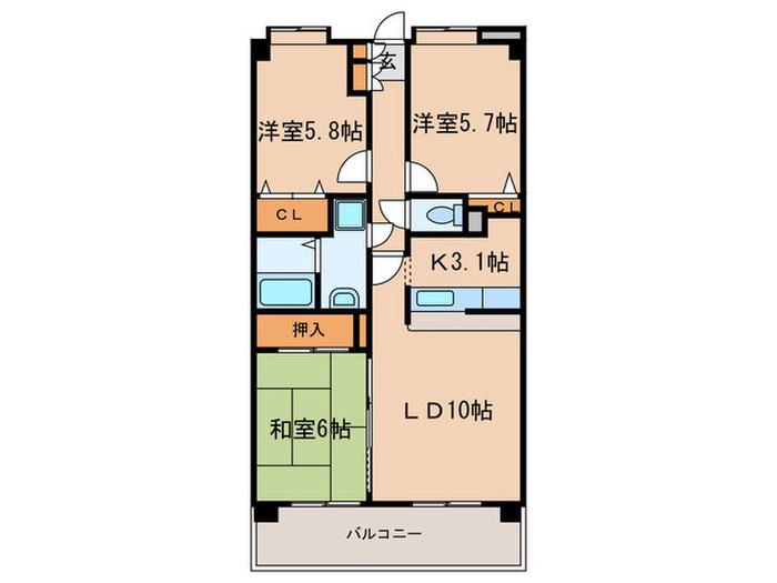 ベルオーブ(3LDK/2階)の間取り写真