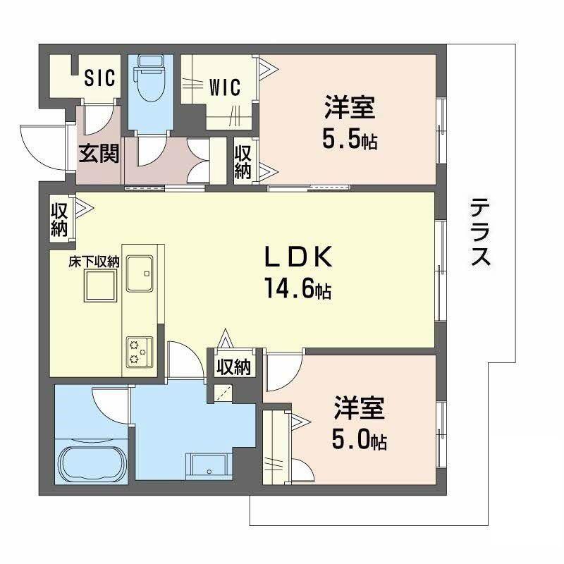オーバチュア(2LDK/1階)の間取り写真