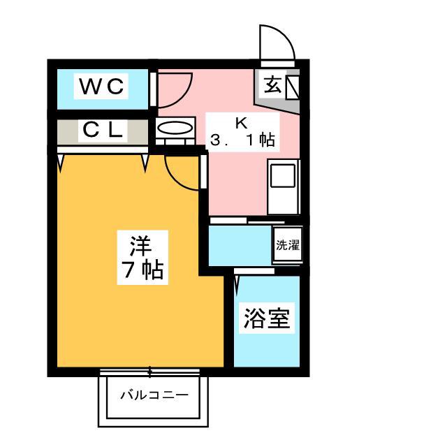 キャメル秋津III(1K/1階)の間取り写真