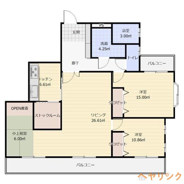 グランドメゾン東山元町(3LDK/1階)の間取り写真