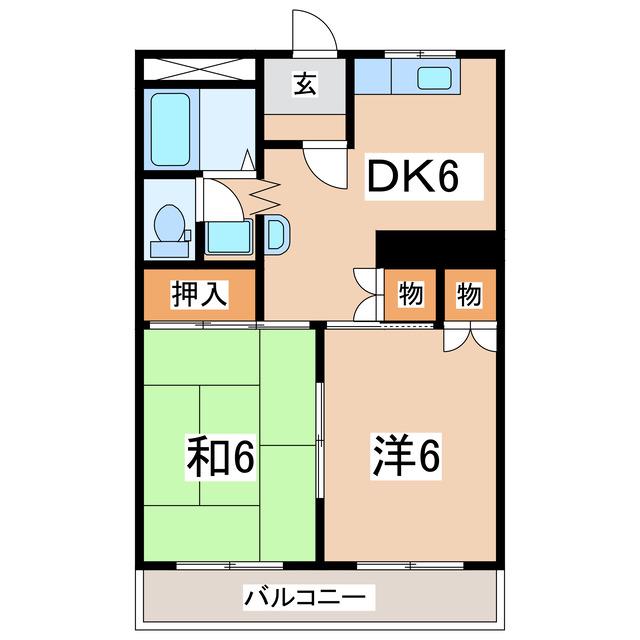 むてんかびとの家ナチュール郡山(2DK/2階)の間取り写真