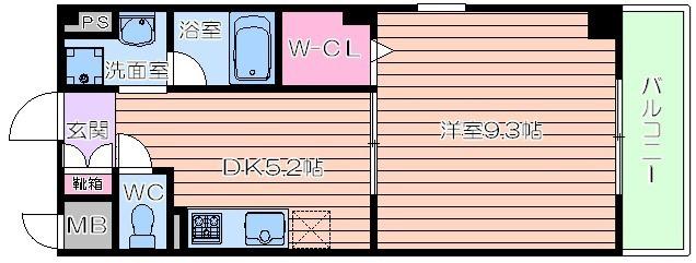 ウエストサイドリバーIII(1DK/1階)の間取り写真