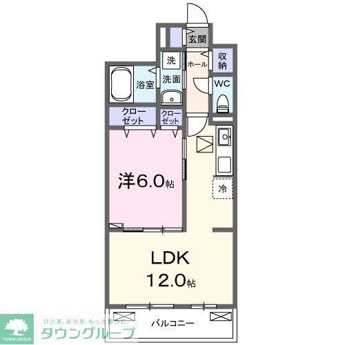 ランドブルーム(1LDK/1階)の間取り写真
