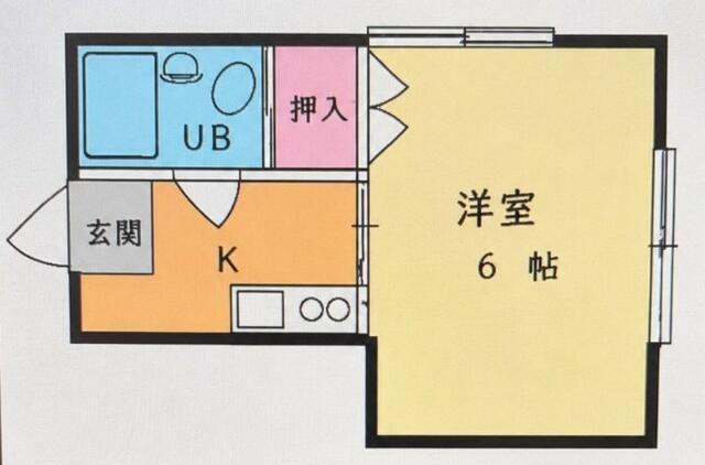 小田急江ノ島線 大和駅(神奈川) 徒歩8分 2階建 築34年(1K/1階)の間取り写真