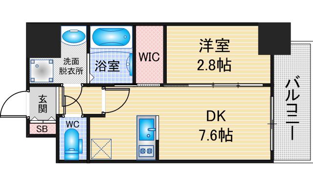 メイクスアート名古屋リニアFRONT(1DK/13階)の間取り写真