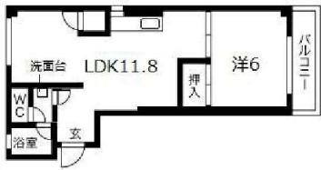 甲子園第5コーポラス(1LDK/5階)の間取り写真