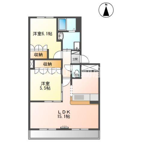 サン・エバーラストT(2LDK/2階)の間取り写真