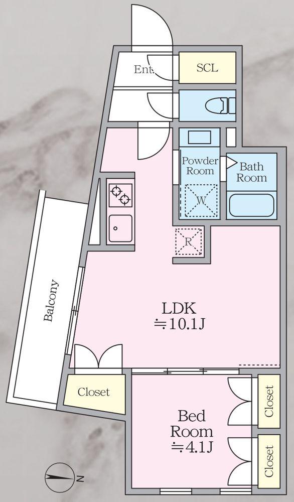 MEJIRORESIDENCE(1LDK/4階)の間取り写真