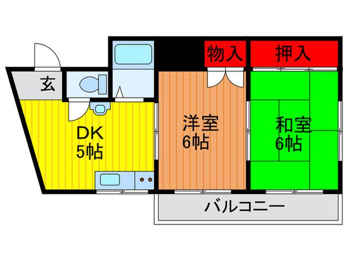 ハイツタナカ(2DK/3階)の間取り写真