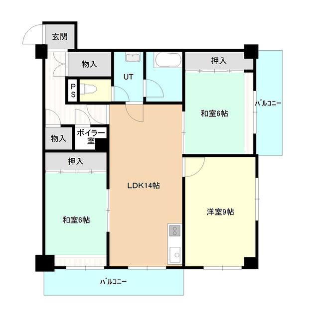 平岸パールハイム(3LDK/7階)の間取り写真