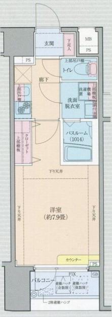 ロアール茅場町(1K/7階)の間取り写真