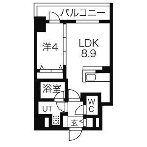 バロンドール(1LDK/8階)の間取り写真