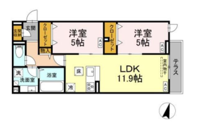 セレスティア江戸川II(2LDK/1階)の間取り写真