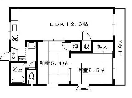 パールエリア(2LDK/2階)の間取り写真