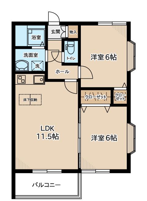 ウィステリア(2LDK/2階)の間取り写真