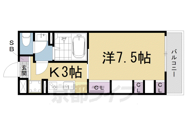 リブリ・ひだまり(1K/3階)の間取り写真