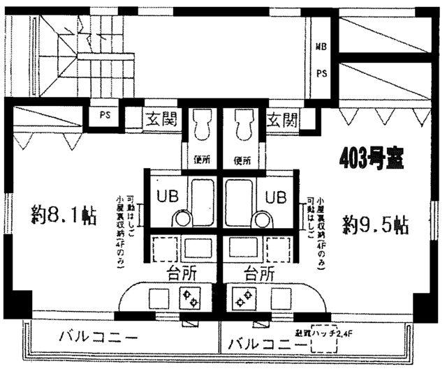 YH-3Sビル(ワンルーム/4階)の間取り写真