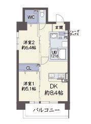 ベルウッド加島V(2DK/2階)の間取り写真