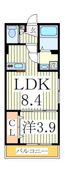 AJ南流山SECOND(1LDK/3階)の間取り写真