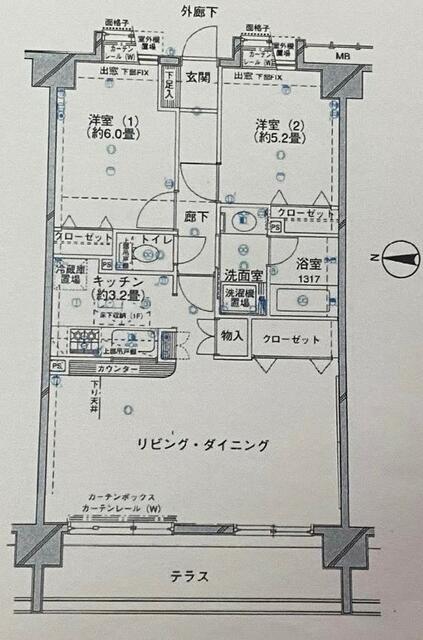 セレナハイム津田沼アブリール(2LDK/1階)の間取り写真