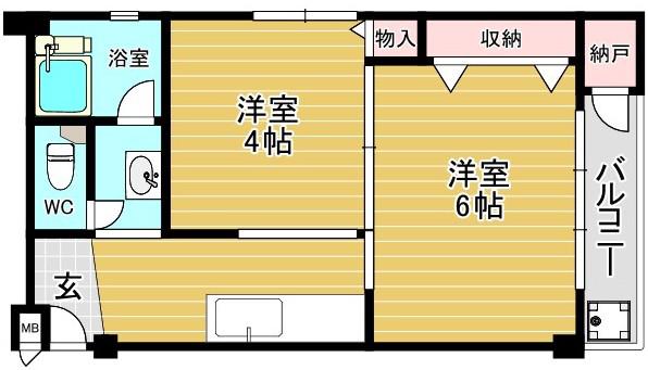 大協ビル(2K/1階)の間取り写真