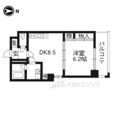 グラシオン西陣(1LDK/9階)の間取り写真